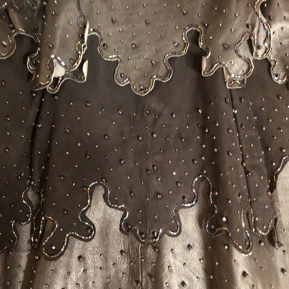 FIRM-SZ-M LEATHER/sequin BOUTIQUE FLAPPER DRESS - Picture 8 of 8